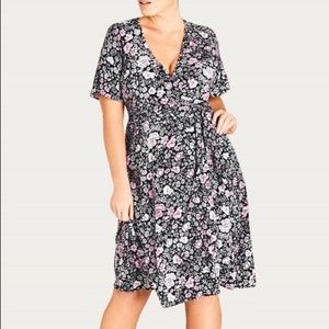 Etched Floral Wrap Dress